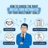 A man thinking with text bubbles: Experience, Reputation, Range of Offerings, Fees & Charges & Text: How to choose the right mutual fund distributor.