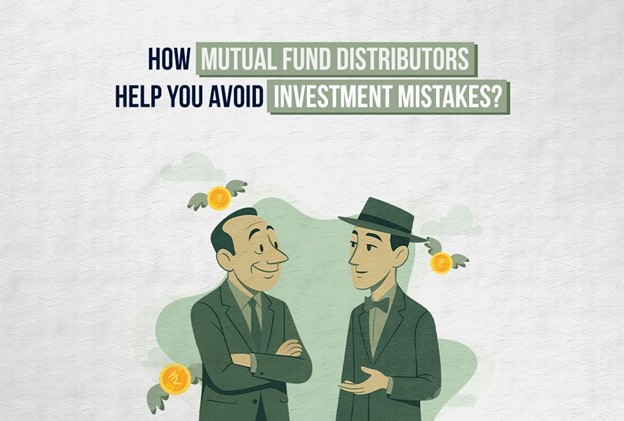A mutual fund distributor talking with an investor, showing how they help avoid common investment mistakes.